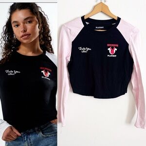 True Religion x Playboy Raglan Long Sleeve T-Shirt Pacsun Y2K vibe size M